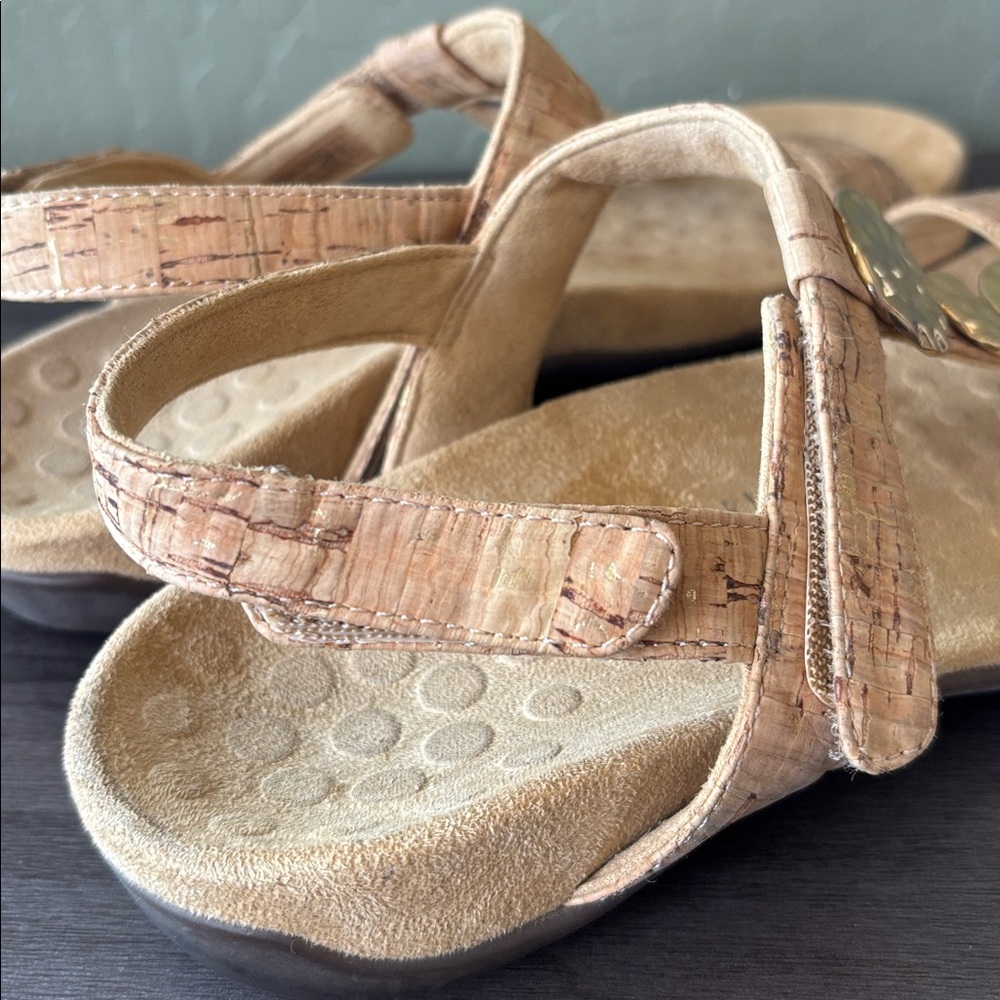 Vionic Farra Cork Tan Multi-Strap Sandals Metalli… - image 6